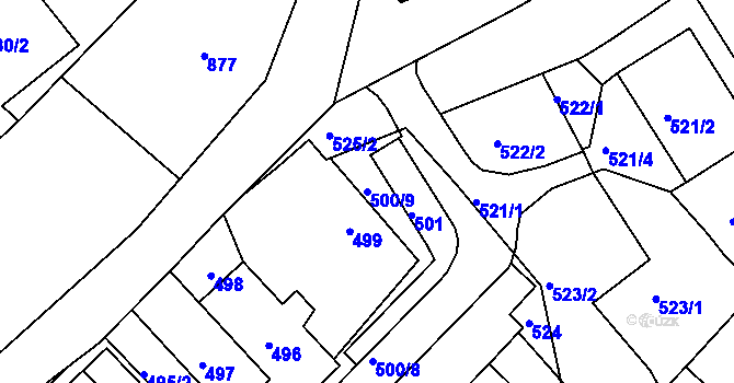 Parcela st. 500/9 v KÚ Kolovraty, Katastrální mapa