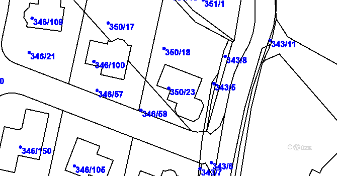 Parcela st. 350/23 v KÚ Kolovraty, Katastrální mapa