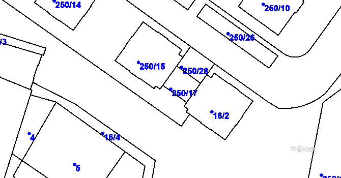 Parcela st. 250/17 v KÚ Kolovraty, Katastrální mapa