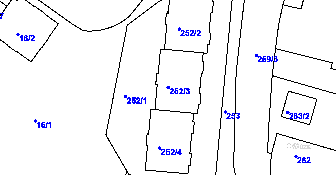 Parcela st. 252/3 v KÚ Kolovraty, Katastrální mapa