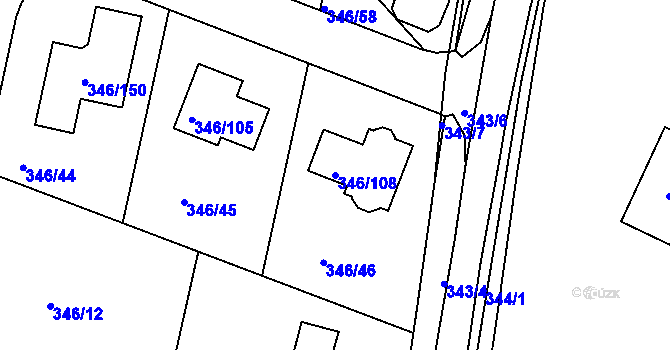 Parcela st. 346/108 v KÚ Kolovraty, Katastrální mapa