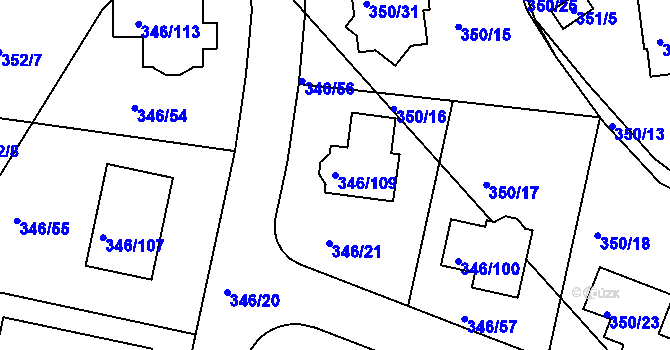 Parcela st. 346/109 v KÚ Kolovraty, Katastrální mapa