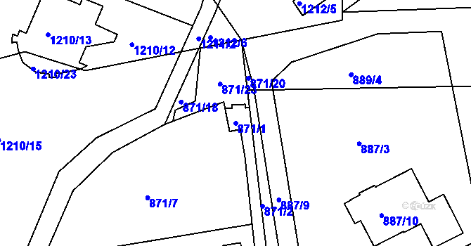 Parcela st. 871/1 v KÚ Kolovraty, Katastrální mapa