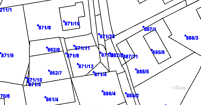 Parcela st. 871/3 v KÚ Kolovraty, Katastrální mapa