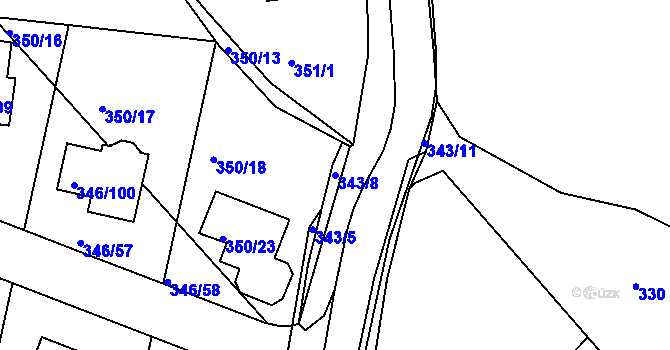Parcela st. 343/8 v KÚ Kolovraty, Katastrální mapa