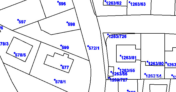 Parcela st. 572/1 v KÚ Kolovraty, Katastrální mapa