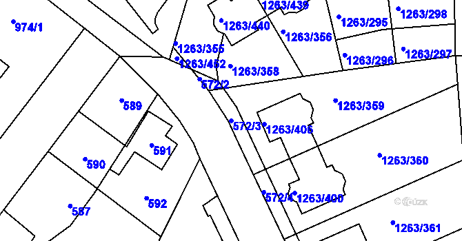 Parcela st. 572/3 v KÚ Kolovraty, Katastrální mapa