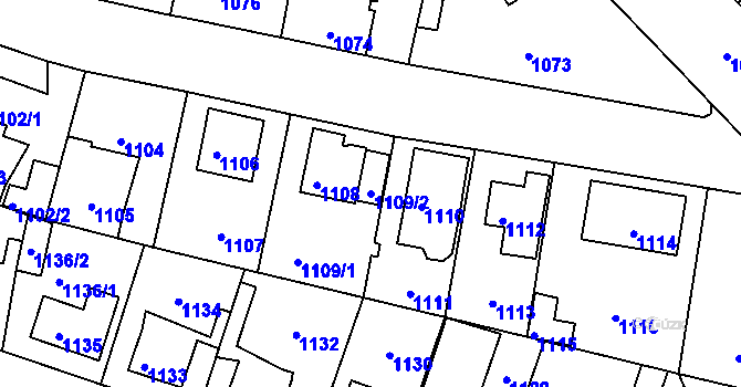 Parcela st. 1109/2 v KÚ Kolovraty, Katastrální mapa