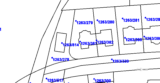 Parcela st. 1263/381 v KÚ Kolovraty, Katastrální mapa