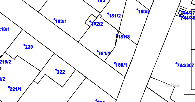 Parcela st. 181/1 v KÚ Kolovraty, Katastrální mapa