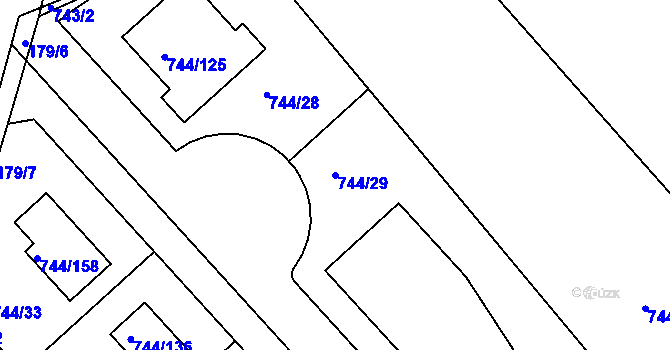Parcela st. 744/29 v KÚ Kolovraty, Katastrální mapa