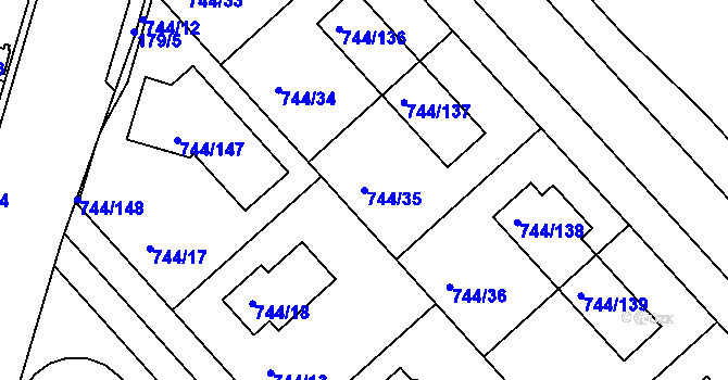 Parcela st. 744/35 v KÚ Kolovraty, Katastrální mapa