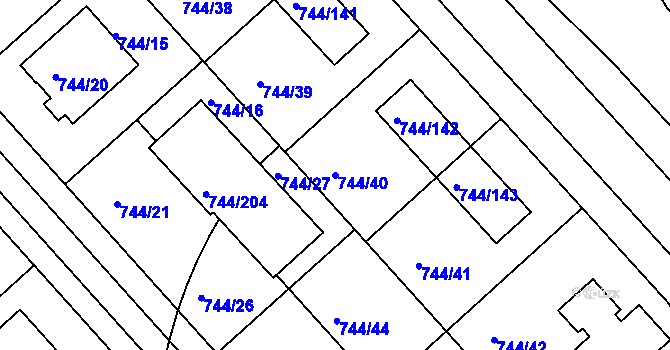 Parcela st. 744/40 v KÚ Kolovraty, Katastrální mapa