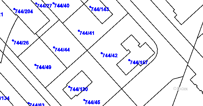 Parcela st. 744/42 v KÚ Kolovraty, Katastrální mapa