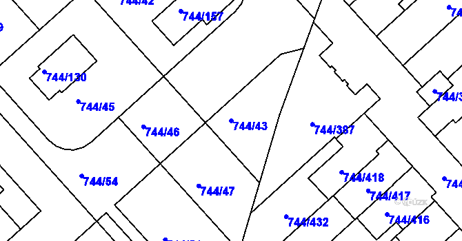 Parcela st. 744/43 v KÚ Kolovraty, Katastrální mapa