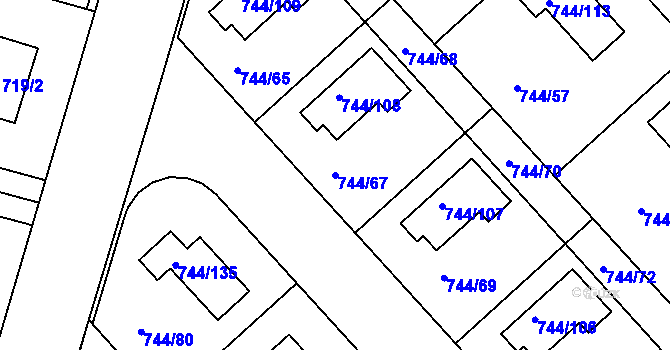 Parcela st. 744/67 v KÚ Kolovraty, Katastrální mapa