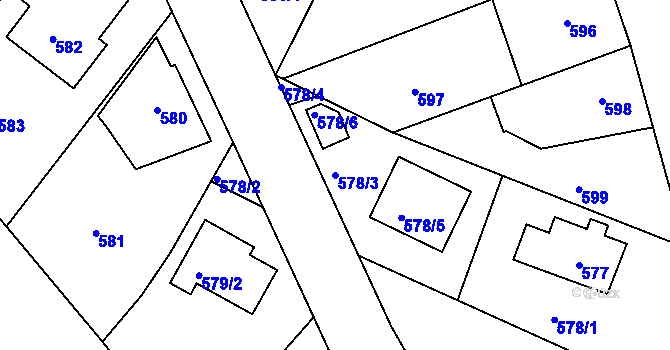 Parcela st. 578/3 v KÚ Kolovraty, Katastrální mapa