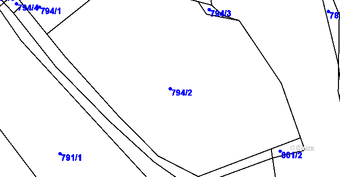 Parcela st. 794/2 v KÚ Kolovraty, Katastrální mapa