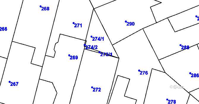 Parcela st. 273/1 v KÚ Kolovraty, Katastrální mapa
