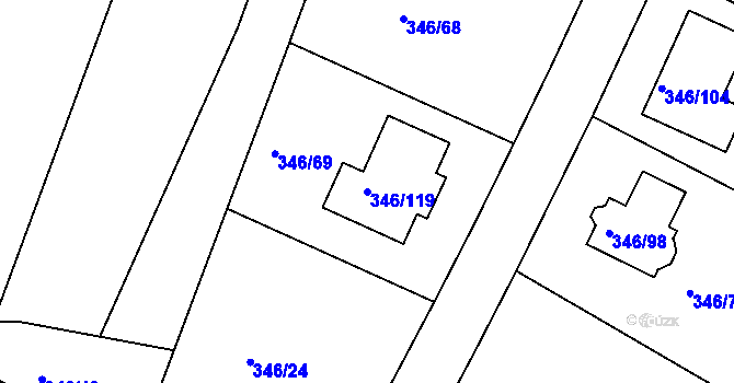 Parcela st. 346/119 v KÚ Kolovraty, Katastrální mapa