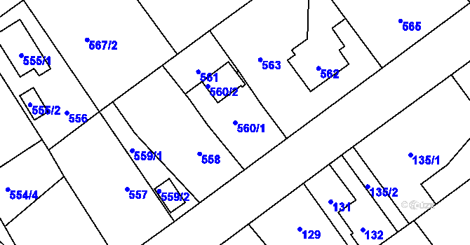 Parcela st. 560/1 v KÚ Kolovraty, Katastrální mapa