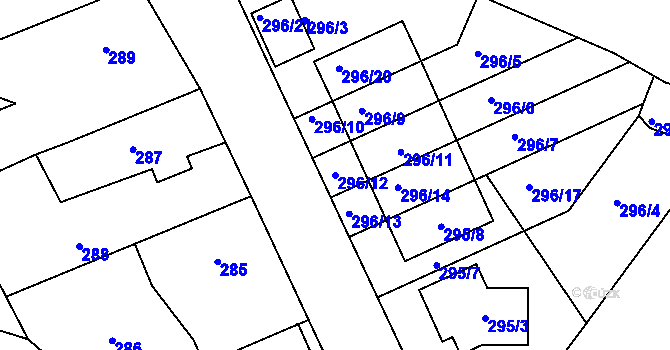 Parcela st. 296/12 v KÚ Kolovraty, Katastrální mapa
