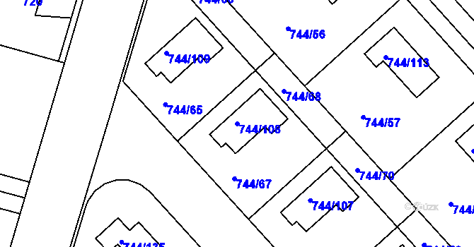 Parcela st. 744/108 v KÚ Kolovraty, Katastrální mapa