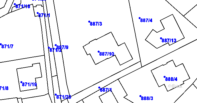 Parcela st. 887/10 v KÚ Kolovraty, Katastrální mapa