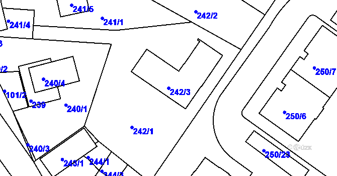 Parcela st. 242/3 v KÚ Kolovraty, Katastrální mapa