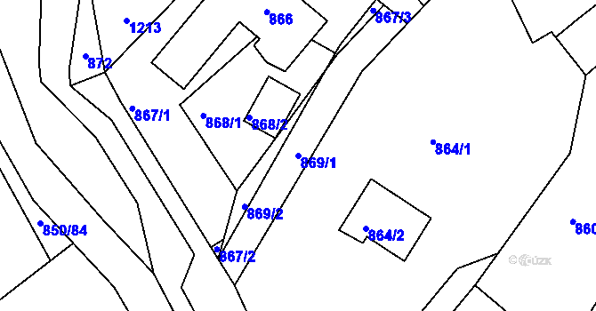 Parcela st. 869/1 v KÚ Kolovraty, Katastrální mapa