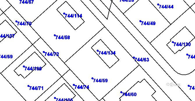 Parcela st. 744/134 v KÚ Kolovraty, Katastrální mapa