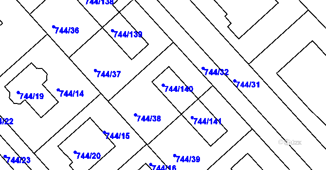 Parcela st. 744/140 v KÚ Kolovraty, Katastrální mapa
