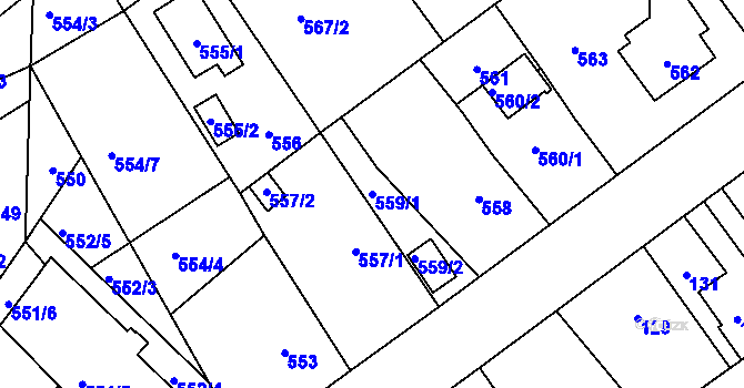 Parcela st. 559/1 v KÚ Kolovraty, Katastrální mapa