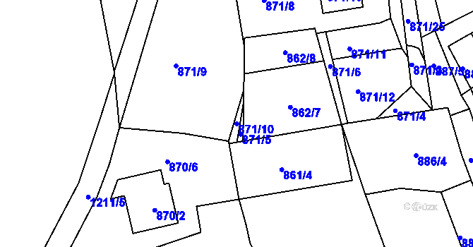 Parcela st. 871/10 v KÚ Kolovraty, Katastrální mapa