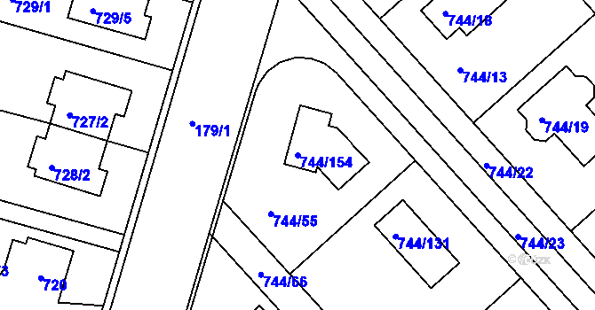 Parcela st. 744/154 v KÚ Kolovraty, Katastrální mapa