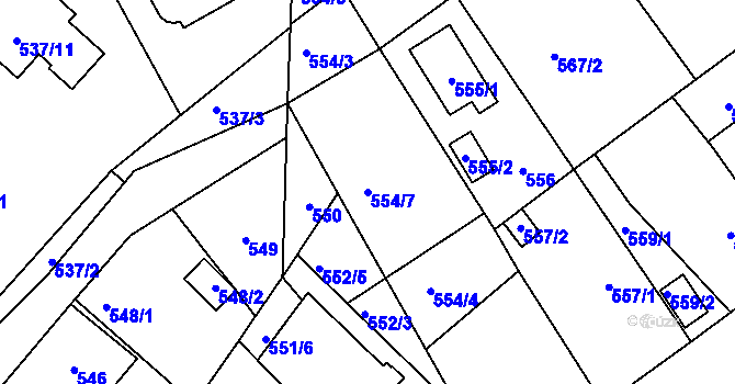 Parcela st. 554/7 v KÚ Kolovraty, Katastrální mapa