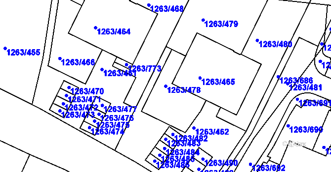 Parcela st. 1263/478 v KÚ Kolovraty, Katastrální mapa