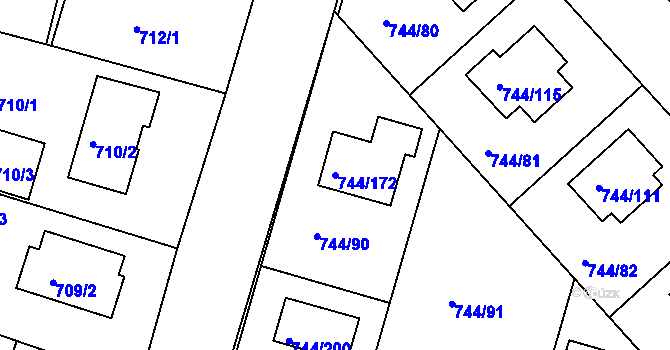 Parcela st. 744/172 v KÚ Kolovraty, Katastrální mapa