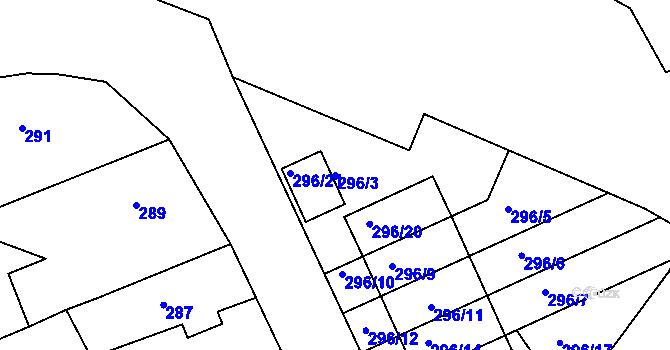 Parcela st. 296/3 v KÚ Kolovraty, Katastrální mapa