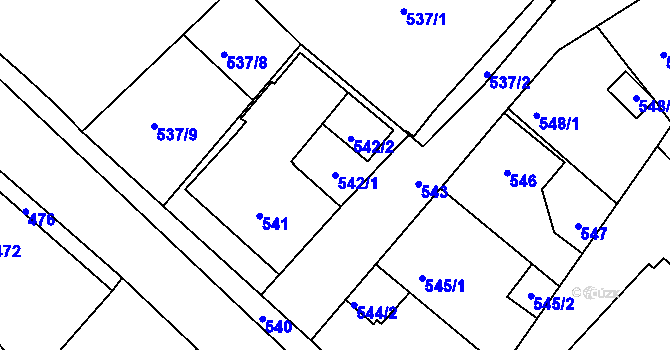 Parcela st. 542/1 v KÚ Kolovraty, Katastrální mapa