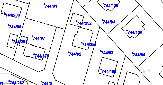 Parcela st. 744/251 v KÚ Kolovraty, Katastrální mapa