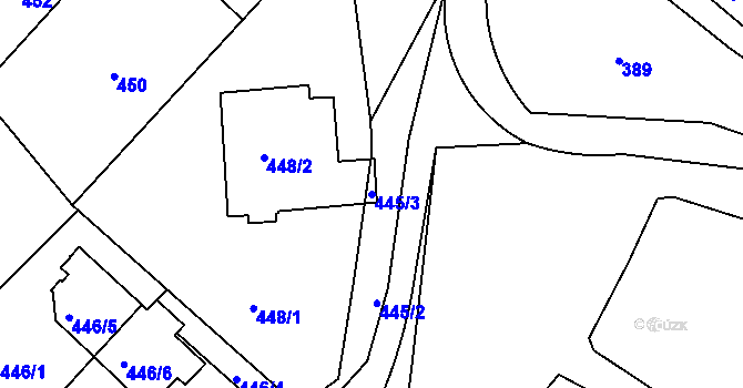 Parcela st. 445/3 v KÚ Kolovraty, Katastrální mapa