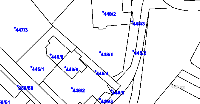 Parcela st. 448/1 v KÚ Kolovraty, Katastrální mapa