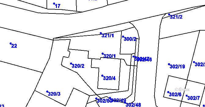 Parcela st. 320/1 v KÚ Kolovraty, Katastrální mapa