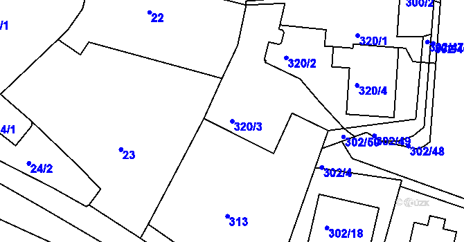 Parcela st. 320/3 v KÚ Kolovraty, Katastrální mapa