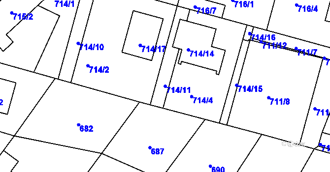 Parcela st. 714/11 v KÚ Kolovraty, Katastrální mapa