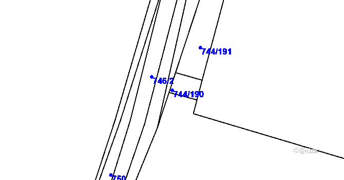 Parcela st. 744/190 v KÚ Kolovraty, Katastrální mapa