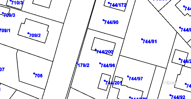 Parcela st. 744/200 v KÚ Kolovraty, Katastrální mapa