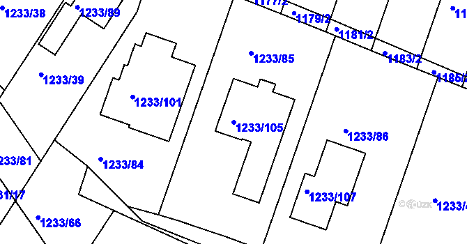 Parcela st. 1233/105 v KÚ Kolovraty, Katastrální mapa