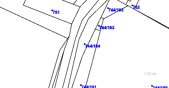 Parcela st. 744/184 v KÚ Kolovraty, Katastrální mapa
